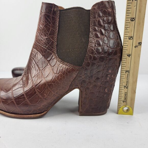 KORK-EASE Shirome croc embossed leather Chelsea Boot Dark Brown 7.5M - Picture 3 of 13